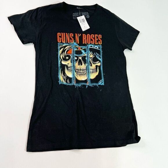 Guns N' Roses Split Skulls Graphic T-Shirt Youth XL Navy Cotton Short Sleeve - Picture 1 of 8